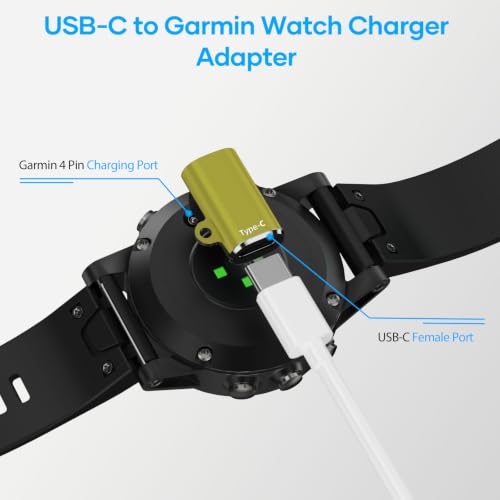 Charger Adapter for Garmin Watch 4-Pack,USB C to Garmin Charging Data Cable Adapter for Forerunner 55/165/970,Cirqa Smart Band,Vivoactive 6 5 4S,Fenix 9 8 7,Venu 4/3/3S/SQ,Epix Pro 2, Yellow - color: YELLOW