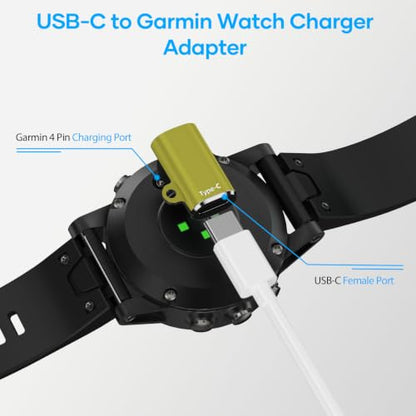 Charger Adapter for Garmin Watch 4-Pack,USB C to Garmin Charging Data Cable Adapter for Forerunner 55/165/970,Cirqa Smart Band,Vivoactive 6 5 4S,Fenix 9 8 7,Venu 4/3/3S/SQ,Epix Pro 2, Yellow - color: YELLOW