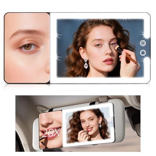 Car Sun Visor Vanity Mirror with Lights & 20X Magnification, Universal Fit - color: 1pcs-Black