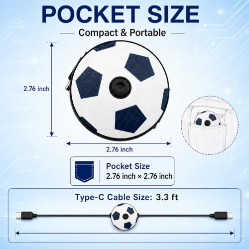 Retractable USB C to USB C Cable, 132W Fast Charging Cable with Soccer Ball Design, 3-in-1 Adult Spinner & Phone Stand, 3.3FT Type C Cable for iPhone 15 16 17, Samsung Galaxy, Pixel, CarPlay