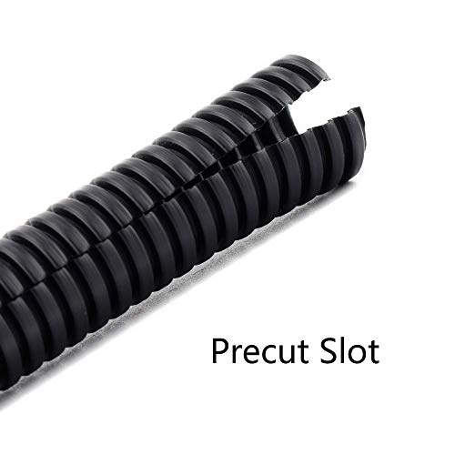 20FT 1/4in Wire Loom Split Tubing Auto Wire Conduit Flexible Cover Black - color: Black, size: 20FT 1/4"