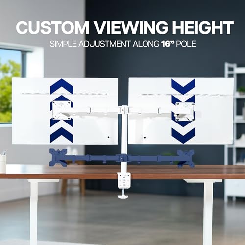 VIVO Dual Monitor Desk Mount, Heavy Duty Fully Adjustable Stand, Fits 2 LCD LED Screens up to 32 inches, White, STAND-V032W - color: White, size: 13" - 32"