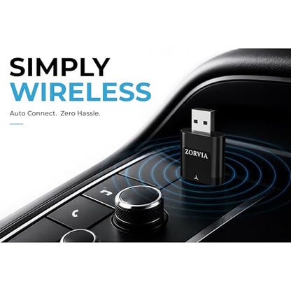ZORVIA Wireless CarPlay Adapter for iPhone & Android Auto 2026 Upgraded - Convert Wired CarPlay to Wireless, Fast Auto Reconnect, Plug and Play, USB-C & USB-A (Black) - color: Black