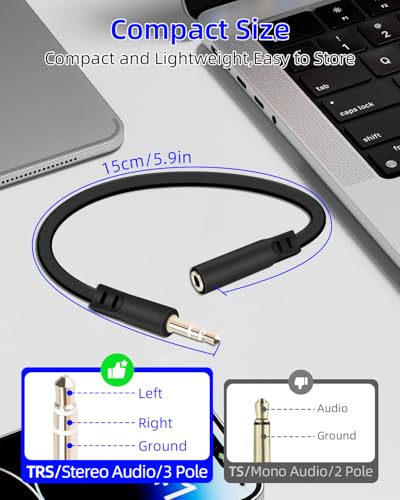 3.5mm Headphone Extension Flat Audio Cable,3.5mm Male to Female Headphone Jacks Audio Cable for Car Audio Systems,Home Speakers,Phones,Tablets,2Pack(0.15M/0.49FT) - style: male to female