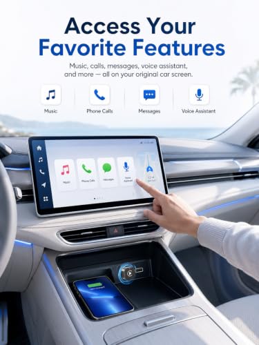 Wireless CarPlay Adapter USB C, Compact Android Auto Dongle - color: Gloss Black