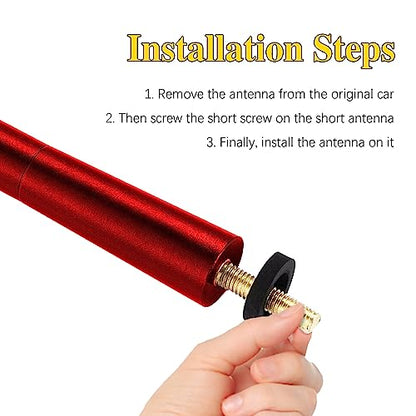 4.7 Inch Carbon Fiber Short Automotive Antenna, Short Carbon Fiber Radio Antenna, Carbon Fiber Antenna, Universal Car Antenna Replacement for Most Vehicles - color: Red