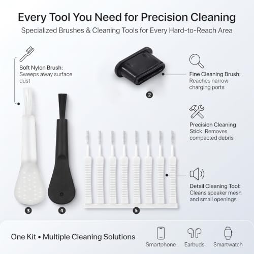 Charging Port Cleaning Kit, Cell Phone Cleaning Kit - 13PCs Phone Charging Port Cleaner - USB C Ports Cleaner Tool - Mini Brushes Cleaners for Speaker, Receiver, Earbuds & Smartphones