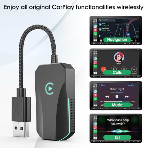 Wireless CarPlay Adapter, 2025 Upgraded Dual-Band (2.4GHz/5GHz) WiFi, Converts Wired to Wireless CarPlay, More Stable & Auto-Connect, Plug & Play for OEM Wired CarPlay Cars & iPhone iOS 10+ (Black).