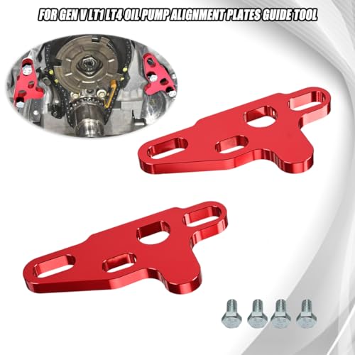 2Pcs Oil Pump Alignment Tool,Billet Aluminium Oil Pump Guide Kit Tool Cam Swap Pickup Tube Girdle Brace Hold Down Installation Engines Tool for Gen V Lt1 Lt4 Lt5 L83 L86 L87 Engines (RED) - color: RED