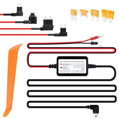 9.68Ft Mini USB Dash Cam Hardwire Kit - 12V-30V to 5V 2.5A Car Dash Camera Charger Power Supply+4PCS 16AMG Car Fuse Tap&4PCS 5A Blade Fuse for Most Car Dash Camera (Mini USB) - color: Mini USB
