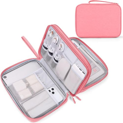 FYY Electronic Organizer, Travel Tech Pouch Bag, Extra Large, Pink - color: Pink, size: 10.8 x 8 x 3.15 inches