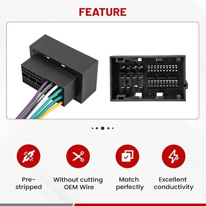 RED WOLF Stereo Wiring Harness Antenna Adapter Fit for 2013-2019 Dodge Ram, Jeep 2014-2020, Chrysler 2015-2020 Aftermarket Radio Nav Cable Connector No Factory Premium Amp