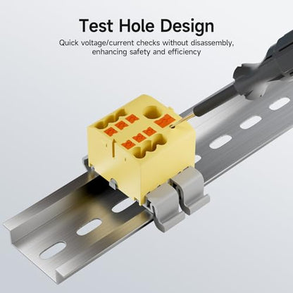 4Pcs KV225G DIN Rail Terminal Blocks, 3-Pole 1 in 6 Out Push-in - color: Red&Yellow&Blue&Grey-3P, size: 4 Pcs