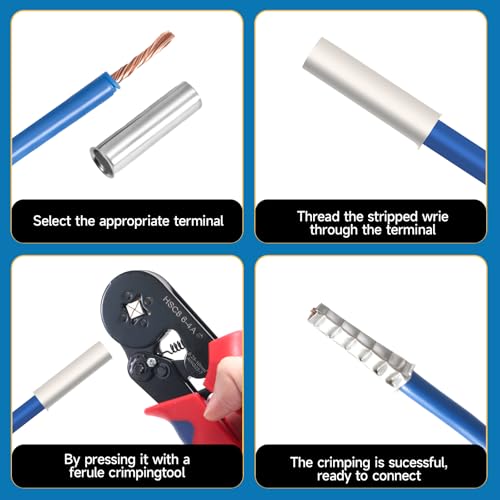 166Pcs Wire Ferrules Kit, Silver Copper Crimp Terminals
