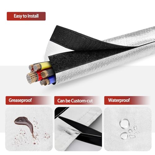 Wire Heat Shield Wrap for Car Hose Lines, 1-1/2" I.D.x 10FT, Silver - color: Silver, size: 1-1/2" I.D. x 10FT