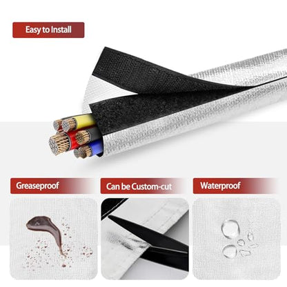 Wire Heat Shield Wrap for Car Hose Lines, 1-1/2" I.D.x 10FT, Silver - color: Silver, size: 1-1/2" I.D. x 10FT