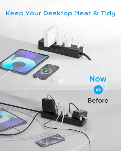 Desk Clamp Power Strip 15FT, 40W Total Fast Charging Station - size: 15FT-40W