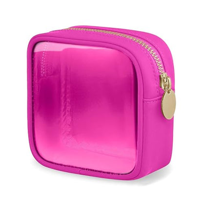 FFaw Small Clear Makeup Bag, Nylon Mini Cosmetic Bag Small Makeup Pouch for Purse TSA Approved Travel Toiletry Bags with Zipper Cute Makeup Case Organizer Car Bag for Women Girls (Rose Mini) - color: Rose Mini