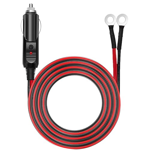 Chanzon 6ft 15A Male to Eyelet Cigarette Lighter Extension Cord 12V 24V - color: 6ft Male-to-Eyelet Red-and-Black