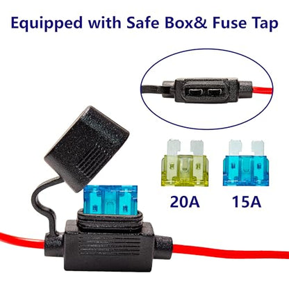 BFXM 10AWG 6FT SAE Connector Extension Cables with 15& 20A Fuse - color: 10awg6ft