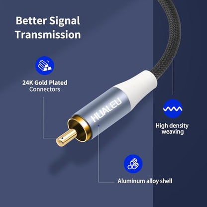 10FT Gold-Plated 2RCA Male to 2RCA Male Aluminum Shell Auxiliary Audio Cord,2 RCA M/M Stereo Audio Cable for Amplifier,TV,Mixer,Audio player-2Pack - size: 10Feet*2