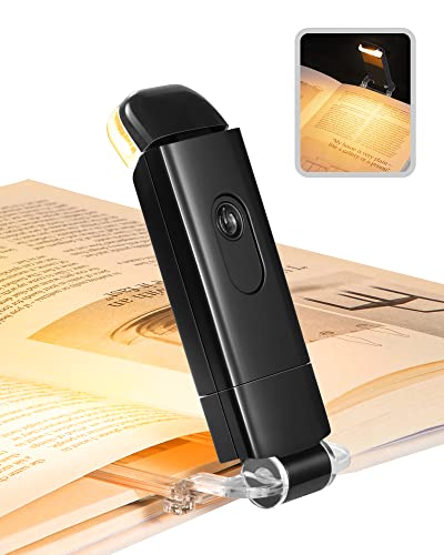 DEWENWILS Book Light, Amber Warm Clip On LED with 3 Adjustable Brightness for Eye Protection, Rechargeable USB Long Lasting Reading Light, Gifts for Bookworms, Kids (Black) - color: Black