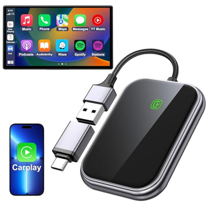 Wireless CarPlay Adapter - Fast & Stable Connection for Carplay Wireless Adapter Convert Factory Wired to Wireless CarPlay Dongle Plug & Play Car Play Fit for iPhone iOS 10+ (Grey) - color: Grey