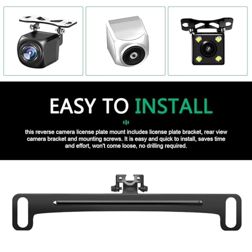 Car Rear View Camera License Plate Bracket, Stainless Steel Backup Camera License Plate Mount, Installation Holder for Backup View Cameras, Universal Auto Accessories