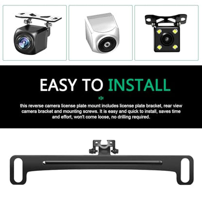 Car Rear View Camera License Plate Bracket, Stainless Steel Backup Camera License Plate Mount, Installation Holder for Backup View Cameras, Universal Auto Accessories