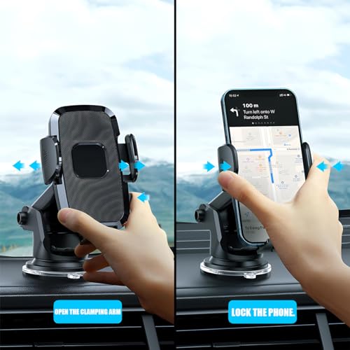 Osilly Car Phone Holder, 3 in 1 Auto Dashboard Windshield Air Vent Cell Phone Mount, Suction Cup & Clip, Hands-Free Car Interior Accessories, Universal for iPhone Android All Smartphone