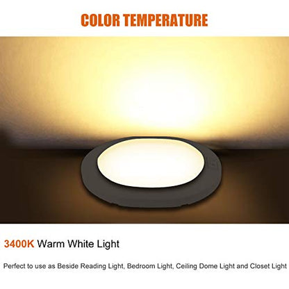 Facon 12V RV Ceiling Light with On&Off Switch, Oval Pancake Dome Light, RV Interior Light Fixture for RV Motorhomes Camper Caravan Trailer Boat