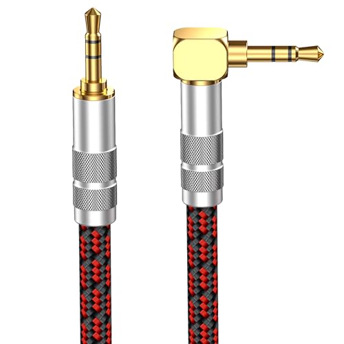 3.5mm Aux Cord 3.2ft/1m,Audiophile Stereo Audio Cable Braided Gold-Plated Unbreakable for Laptop Tablets,Headphones, Smartphones,Cars,MP3 Players - size: 3.2 ft, style: 3.5mm Right angle to Straight