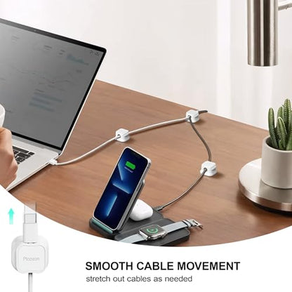 48 Pack Magnetic Cable Clip Organizer Cord Holder, Picozon Adhesive Cable Management, Wire Phone USB Charger Cable Holder, Keeper Organizer for Office Home Desktop Table - White - size: Pack of 48