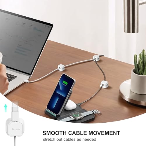 36 Pack Magnetic Cable Clip Organizer Cord Holder, Picozon Adhesive Cable Management, Wire Phone USB Charger Cable Holder, Keeper Organizer for Office Home Desktop Table - White - size: Pack of 36