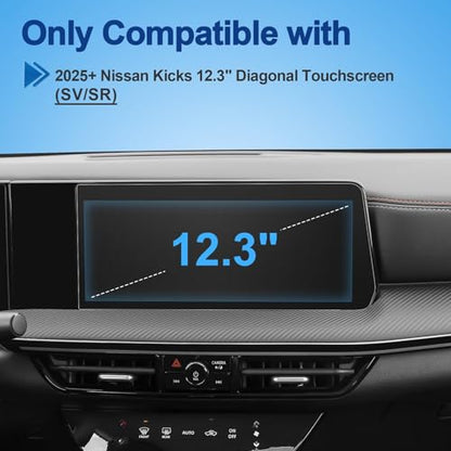Anti-Glare Matte 2025-2026 Kicks Screen Protector, for Nissan Kicks (S/SV/SR) 12.3-inch Touchscreen, 9H Tempered Glass 2026 2025 Kicks Accessories HD&Anti-Fingerprint 12.3" - size: 2025+ Kicks 12.3In Matte (Navi)