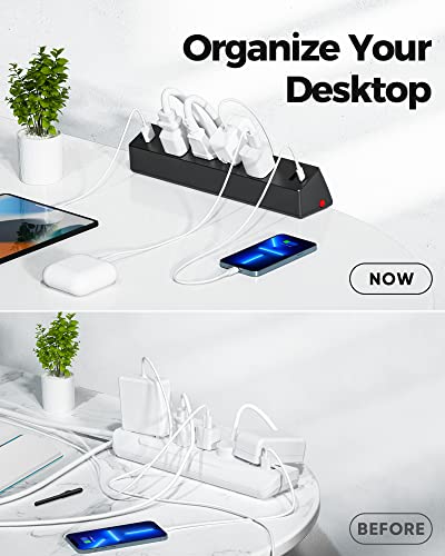 Desk Clamp Power Strip, 4 AC Outlets 4 USB Ports, Fit 1.7in Tabletop Edge - size: 6FT