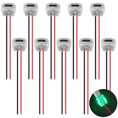 10PCS LED USB Type-C Female Chassis,3A 2-pin Soldering Jack,2 Wire USB C Panel Mount Connector,24AWG USB C Pigtail Cable Extension Power Cable (with LED) - style: F