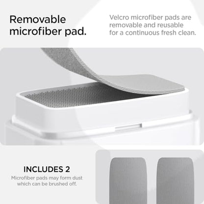 Spigen EZ Slide & Brush Screen Cleaner for Car (White) with 2 Pack Magnetic Vegan Leather Sunglass Holder for Car Sun Visor (Gray)