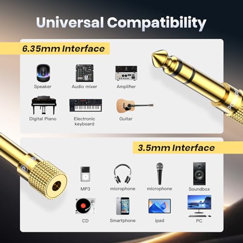 POSUGEAR 6.35mm 1/4 Male to 3.5mm 1/8 Female Headphone Jack Adapter 1 Pack - size: 1 Pack