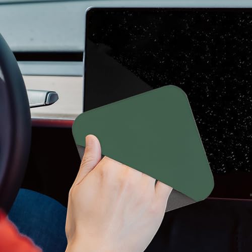 Car Screen Cleaner, Square Microfiber Vehicle Touchscreens Cleaning Cloth, Foldable Scratch-Free Auto Screen Cleaning Wipe, Universal Fit (Green Gray) - color: Green Gray