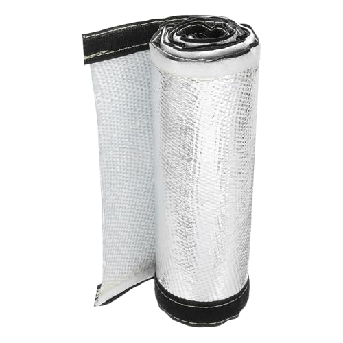 MECCANIXITY 1.5mm Heat Shroud Aluminized Sleeving 2 1/2" ID x 3.2FT Aluminum Metallic Fiberglass Heat Shroud for Fuel Lines Cables Electrical Wiring - size: 2 1/2" ID x 3.2FT