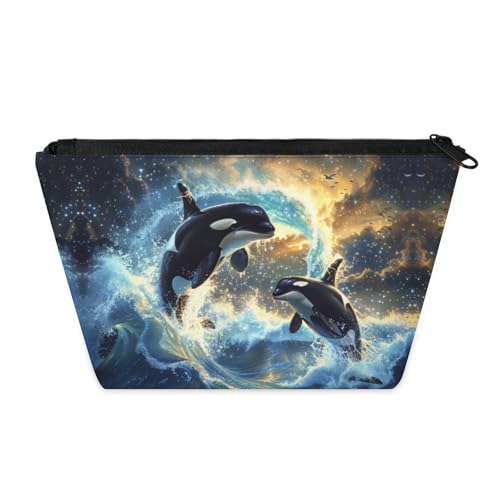 Dolphin Makeup Bag for Women, Portable Cosmetic Bag for Travel Purse, Fashion Zipper Makeup Pouch, Small Travel Bag for Purse - color: Dolphin