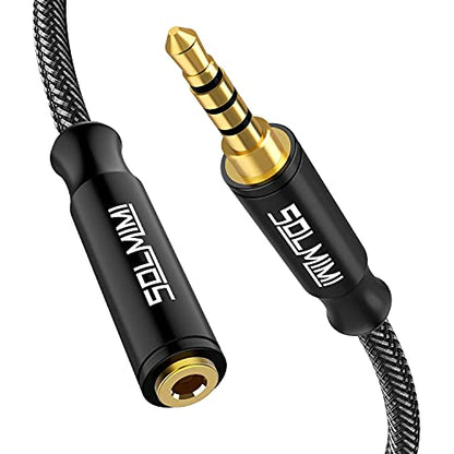 Headphone Extension Cable 4 Pole 3.5mm TRRS Male to Female Lossless Stereo Audio Cable Extension (4 ft/ 1.2 m) Nylon Braid Aux Cord Extension for Headset or Audio Devices –Matte Black - style: MTF