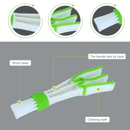 3 PCS Mini Car Air Vent Gap Duster Brush, Double Ended Soft Bristle Dashboard Window Blind Duster, Deep Cleaning Car Interior Dust Remover Tool for Most Cars SUVs Trucks (Green)