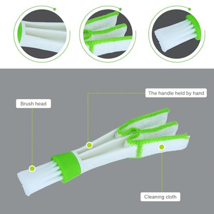 3 PCS Mini Car Air Vent Gap Duster Brush, Double Ended Soft Bristle Dashboard Window Blind Duster, Deep Cleaning Car Interior Dust Remover Tool for Most Cars SUVs Trucks (Green)