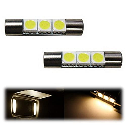iJDMTOY 3-SMD 29mm 6614F Replacement Bulbs Compatible With Car Sun Visor Vanity Mirror Lights, Warm White - color: Warm White
