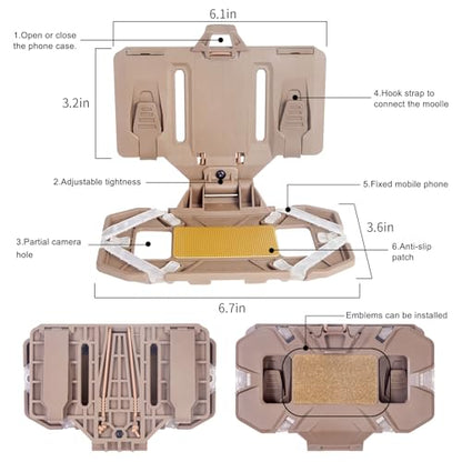 MOLLE Vest Phone Holder,Chest Phone Mount Tactical Vest Attachment，Folding Navigation Board Universal Chest mounting Accessory,for Screen Size 4.7"-6.7"