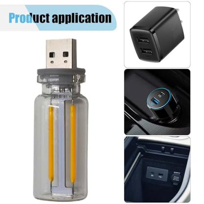 USB LED Car Interior Atmosphere Light, Plug-in USB Automotive Ambient Lighting Retro Car Lamps, Mini LED Car Interface Charging Night Light for Hallway Car Bedroom (Warm Light) - color: Warm light