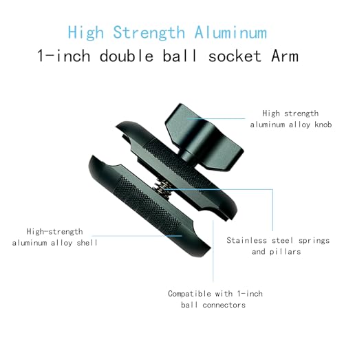 Double Socket Arm Compatible with RAM Mounts B Size 1" Ball Components for Bike/Motorcycle/ATV Phone Mount, Car Phone Mount, Car Dashboard Phone Holder Arm, Green Short Arm - size: Short Arm-Emeralds