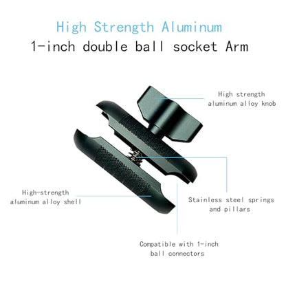 Double Socket Arm Compatible with RAM Mounts B Size 1" Ball Components for Bike/Motorcycle/ATV Phone Mount, Car Phone Mount, Car Dashboard Phone Holder Arm, Green Short Arm - size: Short Arm-Emeralds